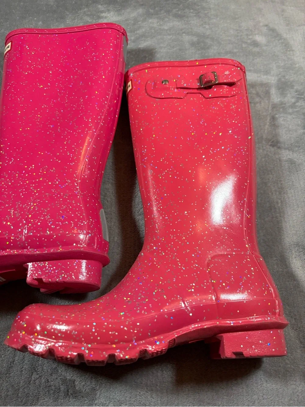 Hunter Girls Hot Pink Glitter Rain Boots